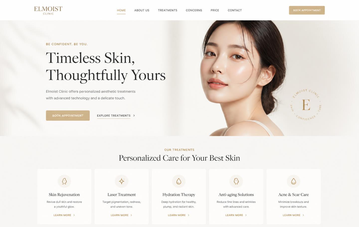 Tampilan website Elmoist Clinic